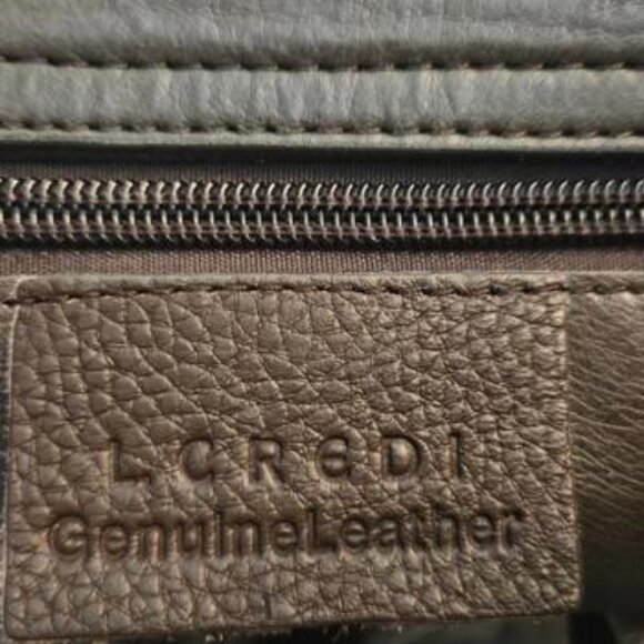 L. Credi Women\'s Brown Pebbled Leather Backpack with Decorative Front‎ Flap NWOT main image 5
